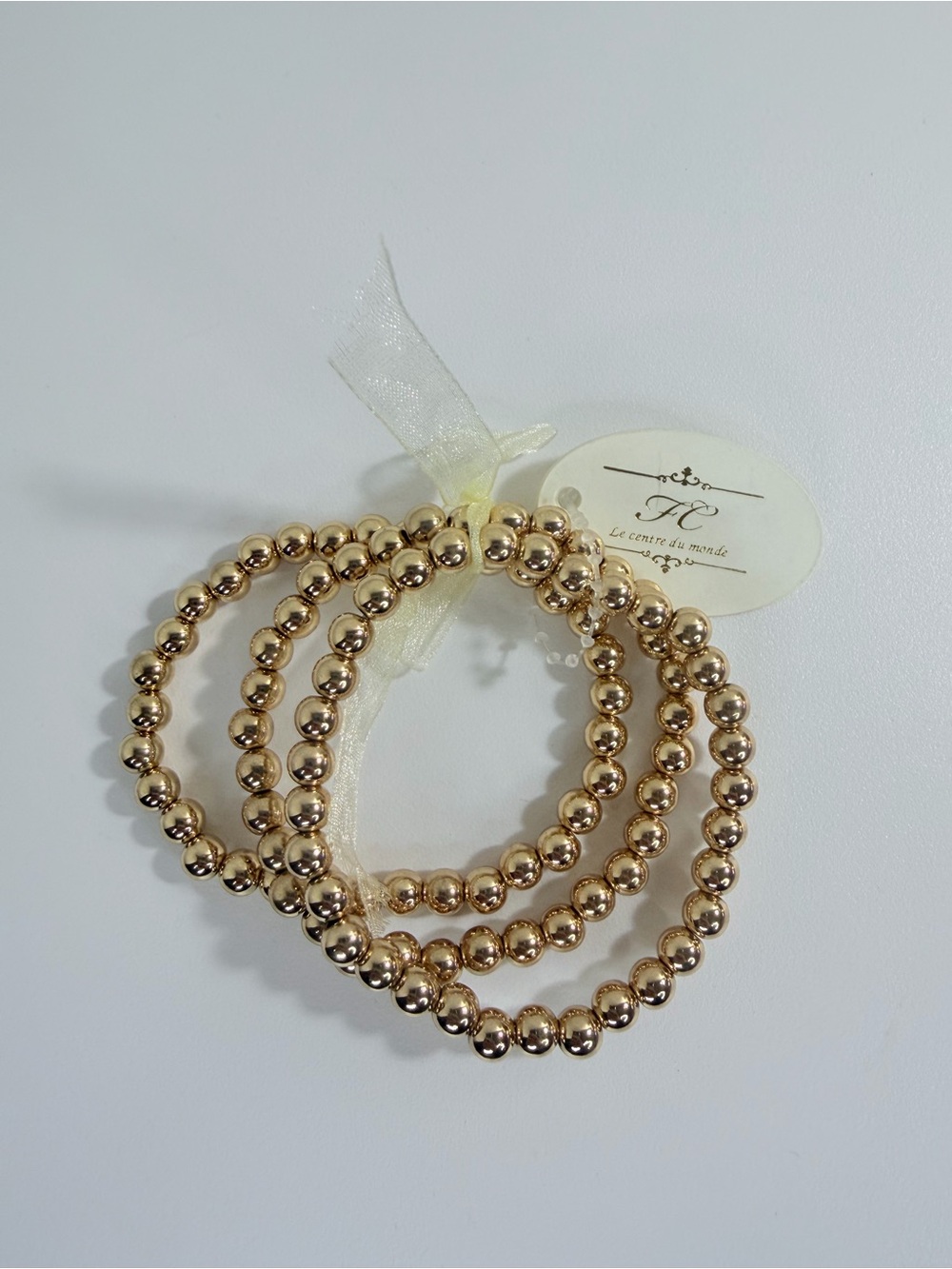 3 Piece Gold Beaded Stretch Bracelet Set — NWT
